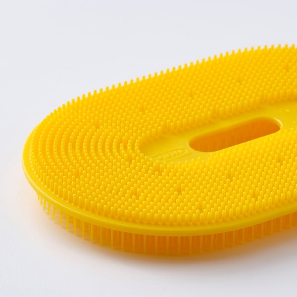 UPPFYLLD vegetable scrubber, bright yellow, 12x8 cm