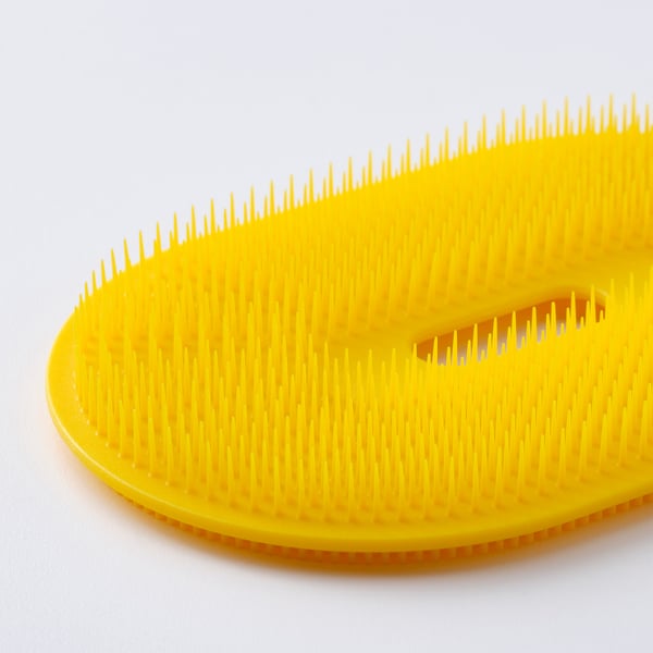 UPPFYLLD vegetable scrubber, bright yellow, 12x8 cm