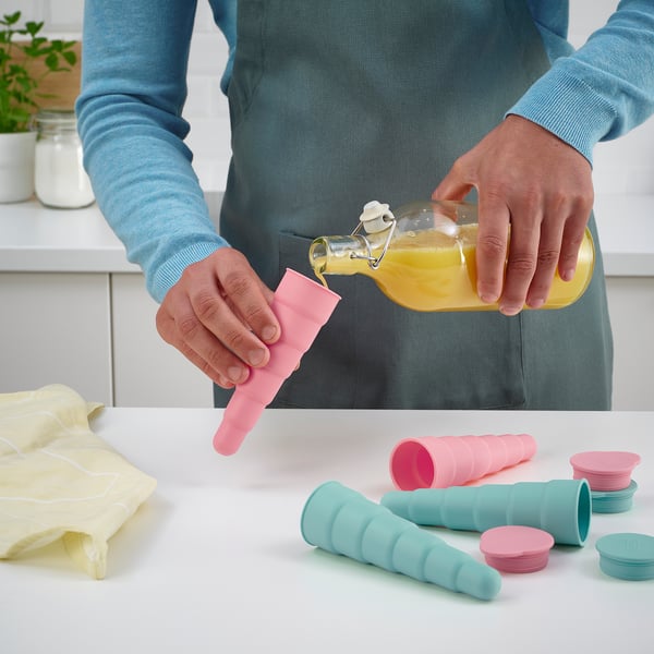 UPPFYLLD ice lolly maker, pop-up turquoise/pink, 16 cm, 4 pack