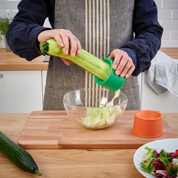 UPPFYLLD vegetable slicer, set of 2, bright orange/bright green