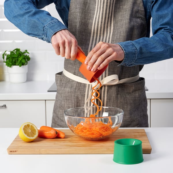 UPPFYLLD vegetable slicer, set of 2, bright orange/bright green