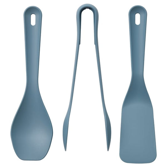UPPFYLLD - UPPFYLLD 3-piece kitchen utensil set, dark grey-blue