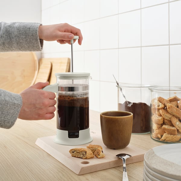 UPPHETTA coffee/tea maker, glass/stainless steel off-white, 1 l