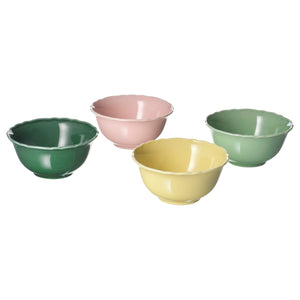 UPPLAGA bowl, light green pink/green yellow, 13 cm, 4 pack