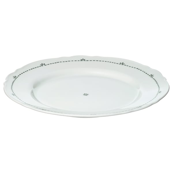 UPPLAGA plate, patterned/white, 28 cm