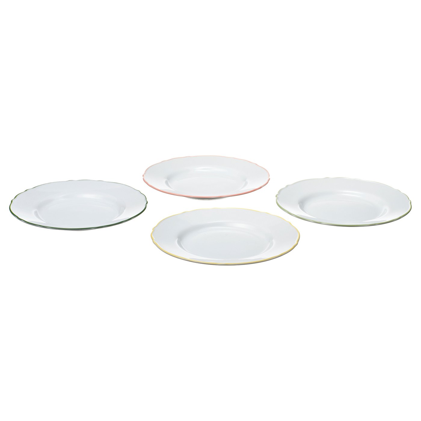 UPPLAGA side plate, white/mixed colours, 22 cm, 4 pack