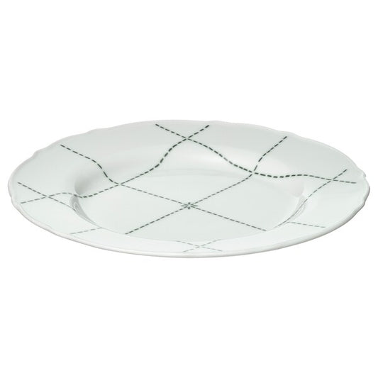UPPLAGA - Side plate, patterned/white, 22 cm