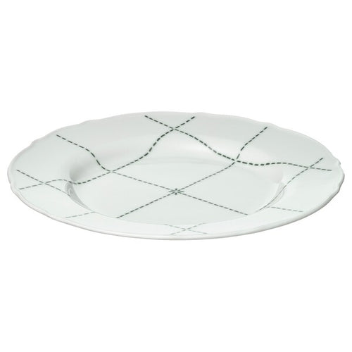 UPPLAGA side plate, patterned/white, 22 cm