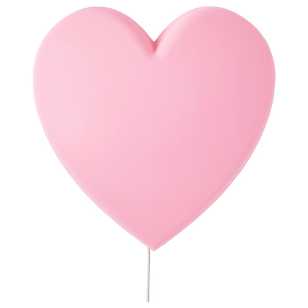 UPPLYST LED wall lamp, heart pink, 27x27x8 cm
