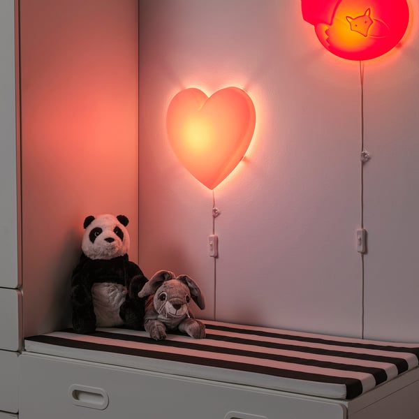 UPPLYST LED wall lamp, heart pink, 27x27x8 cm