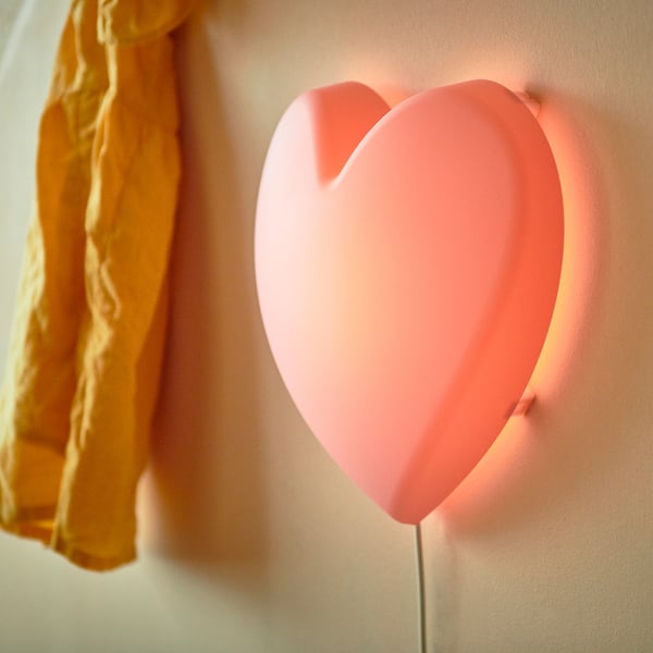 UPPLYST LED wall lamp, heart pink, 27x27x8 cm