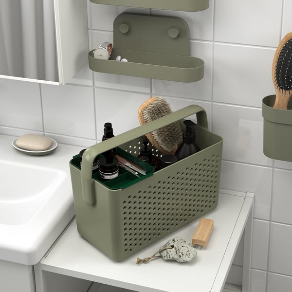 UPPRÄMEN - UPPRÄMEN Storage basket, grey-green, 35x17x25 cm