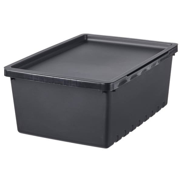 UPPSNOFSAD storage box with lid, black, 35x25x14 cm/9 l
