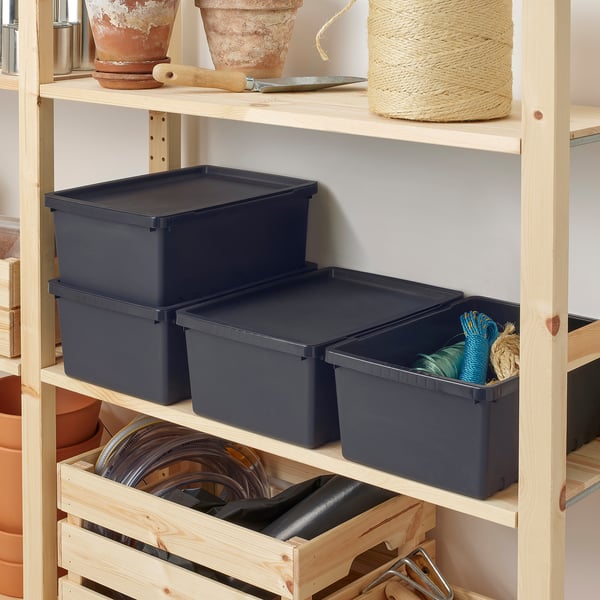 UPPSNOFSAD storage box with lid, black, 35x25x14 cm/9 l