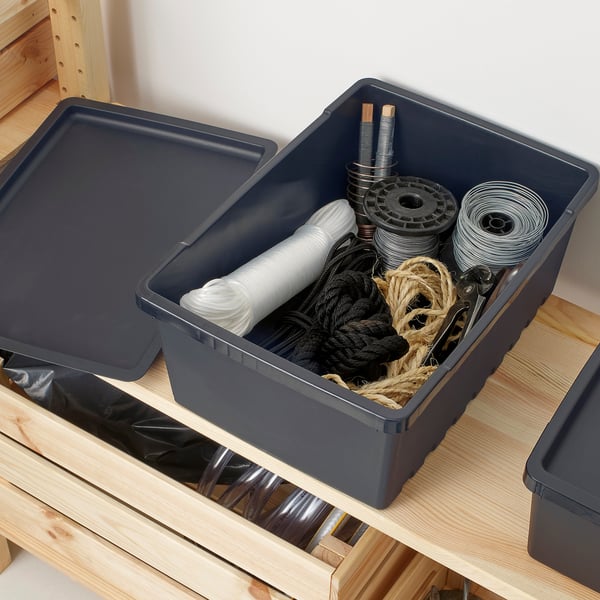 UPPSNOFSAD storage box with lid, black, 35x25x14 cm/9 l