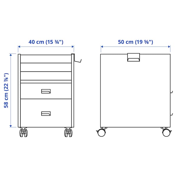 UPPSPEL - Drawer unit on castors, black, 40x58 cm