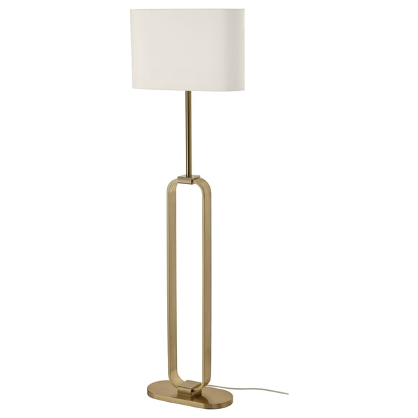 UPPVIND floor lamp, brass-plated/white, 150 cm