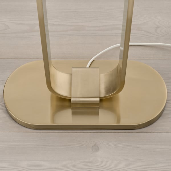 UPPVIND floor lamp, brass-plated/white, 150 cm