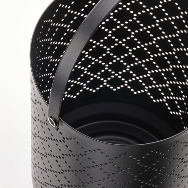URSKILJA - URSKILJA Lantern for block candle, black, 22 cm