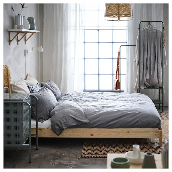 UTÅKER - Stackable bed with 2 mattresses, pine/Åfjäll rigid, , 80x200 cm