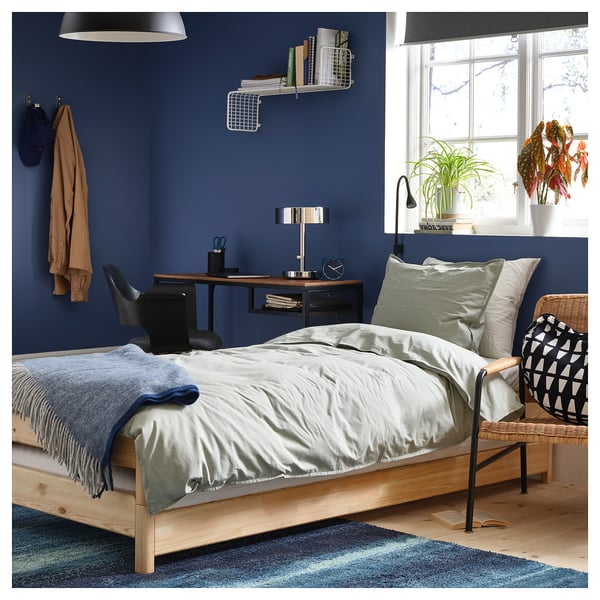 UTÅKER - Stackable bed with 2 mattresses, pine/Åfjäll semi-rigid, , 80x200 cm