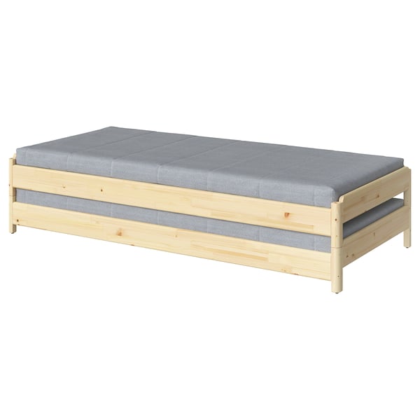 UTÅKER stackable bed with 2 mattresses, pine/Ågotnes firm, 200x80 cm, 2 pack