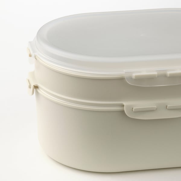 UTBJUDA stackable lunch box for dry food, light grey-beige, 17x12 cm