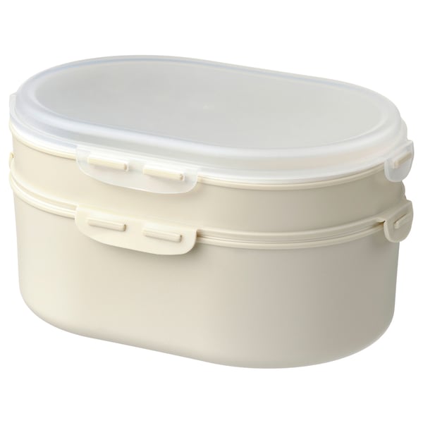 UTBJUDA stackable lunch box for dry food, light grey-beige, 17x12 cm