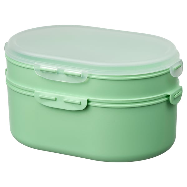 UTBJUDA stackable lunch box for dry food, light green, 17x12 cm