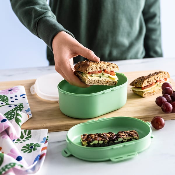 UTBJUDA stackable lunch box for dry food, light green, 17x12 cm