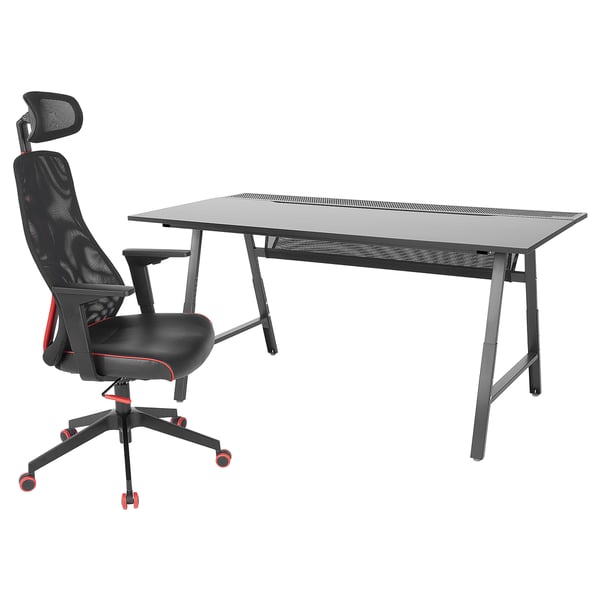 UTESPELARE / MATCHSPEL gaming desk and chair, black, 54 cm