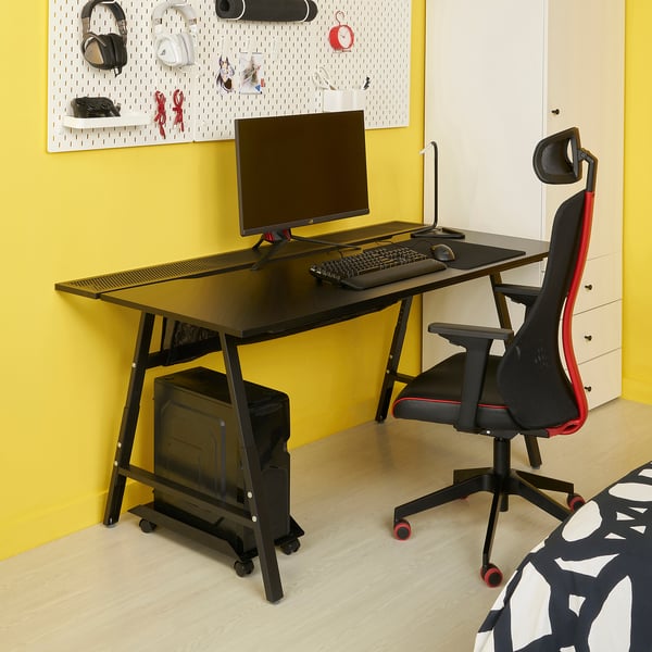 UTESPELARE / MATCHSPEL gaming desk and chair, black, 54 cm
