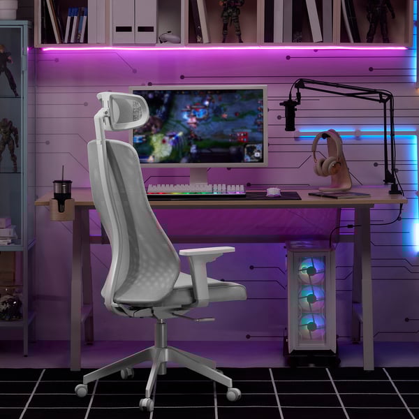 UTESPELARE gaming desk, ash effect/grey, 160x80 cm