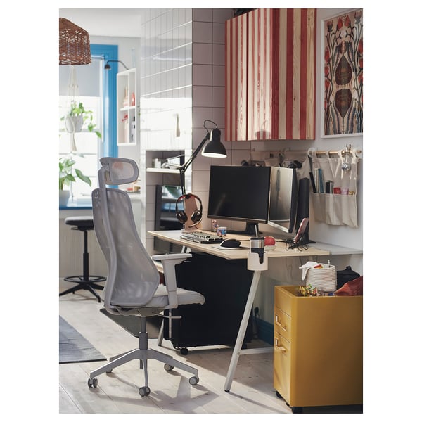 UTESPELARE - UTESPELARE Gaming desk, ash effect/grey, 160x80 cm