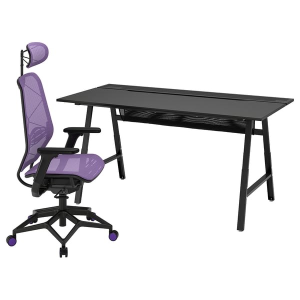UTESPELARE / STYRSPEL - Gaming desk and chair, black / purple ,