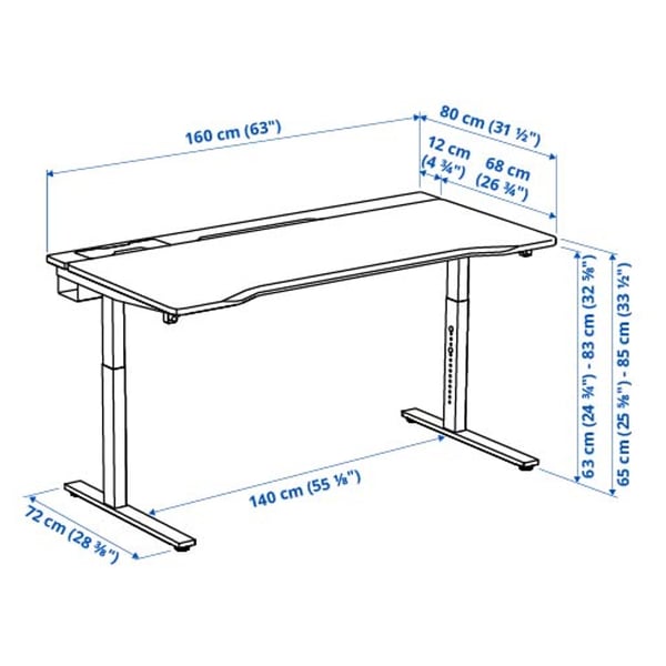 UTMANING gaming desk, black, 160x80 cm