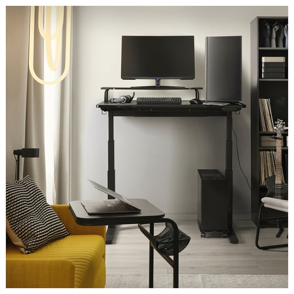 UTMANING gaming desk sit/stand, electric/black, 120x80 cm