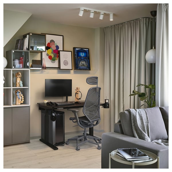 UTMANING gaming desk sit/stand, electric/black, 120x80 cm