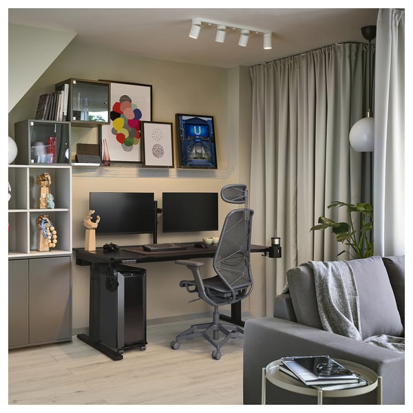 UTMANING gaming desk sit/stand, electric/black, 160x80 cm