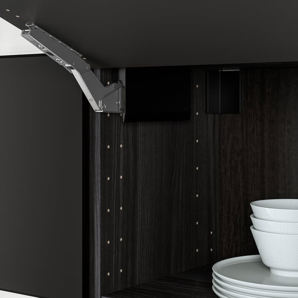 UTRUSTA hinge w damper for horizontal door, black, 80.0x40.0 cm, 2 pack