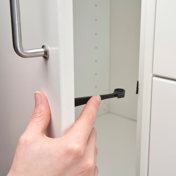 UTRUSTA lock for kitchen drawers/cabinets, black, 4 pack