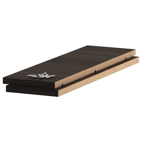 UTRUSTA shelf, wood effect black, 20x60 cm