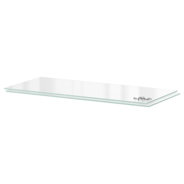 UTRUSTA shelf, glass, 80x37 cm, 2 pack