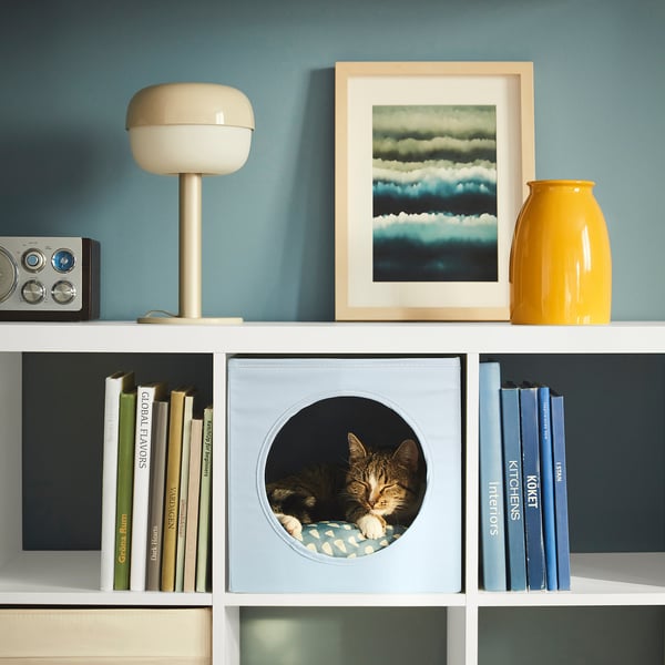UTSÅDD - UTSÅDD Cat house, grey-blue, 33x38x33 cm
