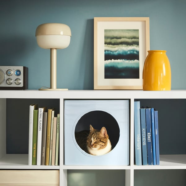 UTSÅDD - UTSÅDD Cat house, grey-blue, 33x38x33 cm