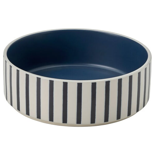 UTSÅDD - Pet bowl, stripe pattern black-blue/dark blue, 15 cm