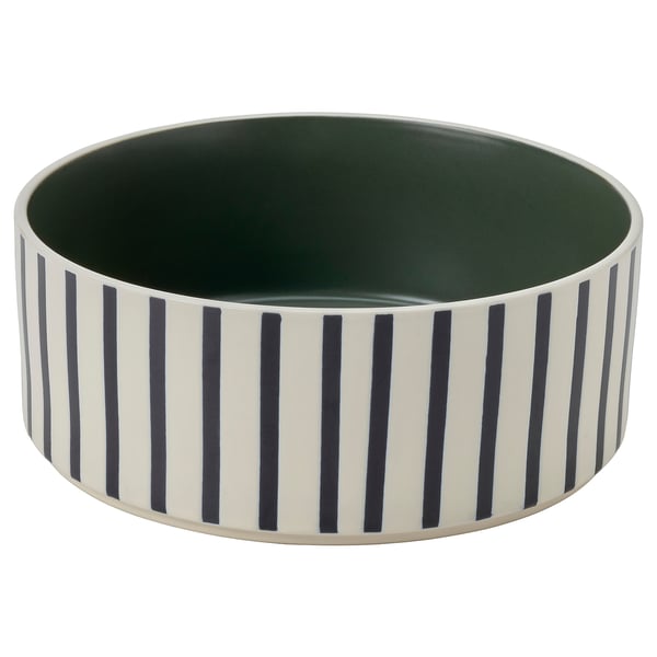 UTSÅDD - UTSÅDD Pet bowl, stripe pattern black-blue/grey-green, 19 cm