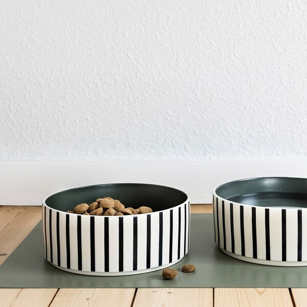 UTSÅDD - Pet bowl, blue-black/grey-green striped pattern,19 cm