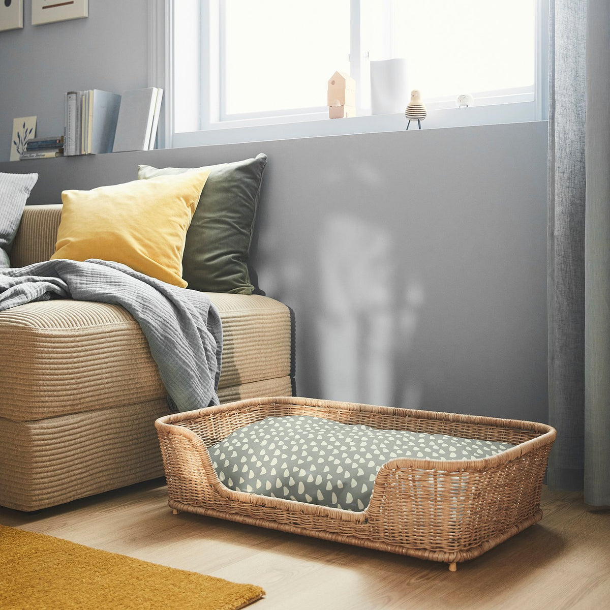 UTSÅDD pet cushion, grey-green/off-white, 48x75 cm
