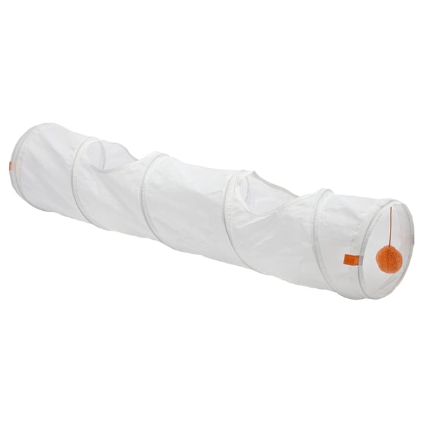 UTSÅDD play tunnel for cat, white/orange, 25 cm